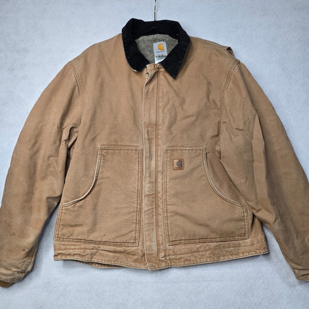 Vintage Carhartt J164 CML Sherpa Lined Sandstone Jacket Camel Men's Large Reg